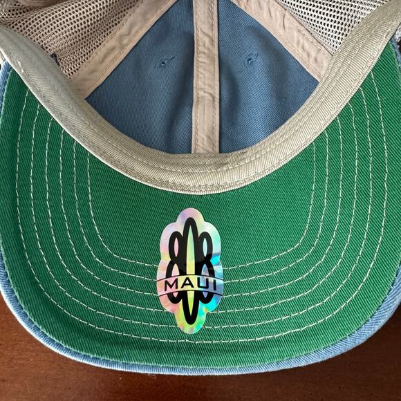 NWOT 808 Clothing Co Maui Hawaii Snapback Adjustable Hat Cap Distressed Blue Tan - Picture 5 of 7